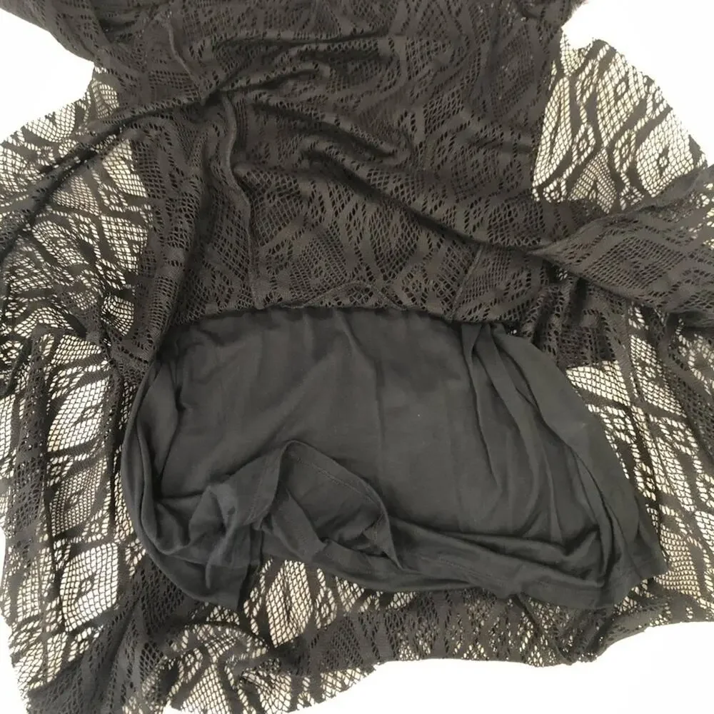 Free People Rock Candy Lace Ruffle Dress Black Size XS NWT